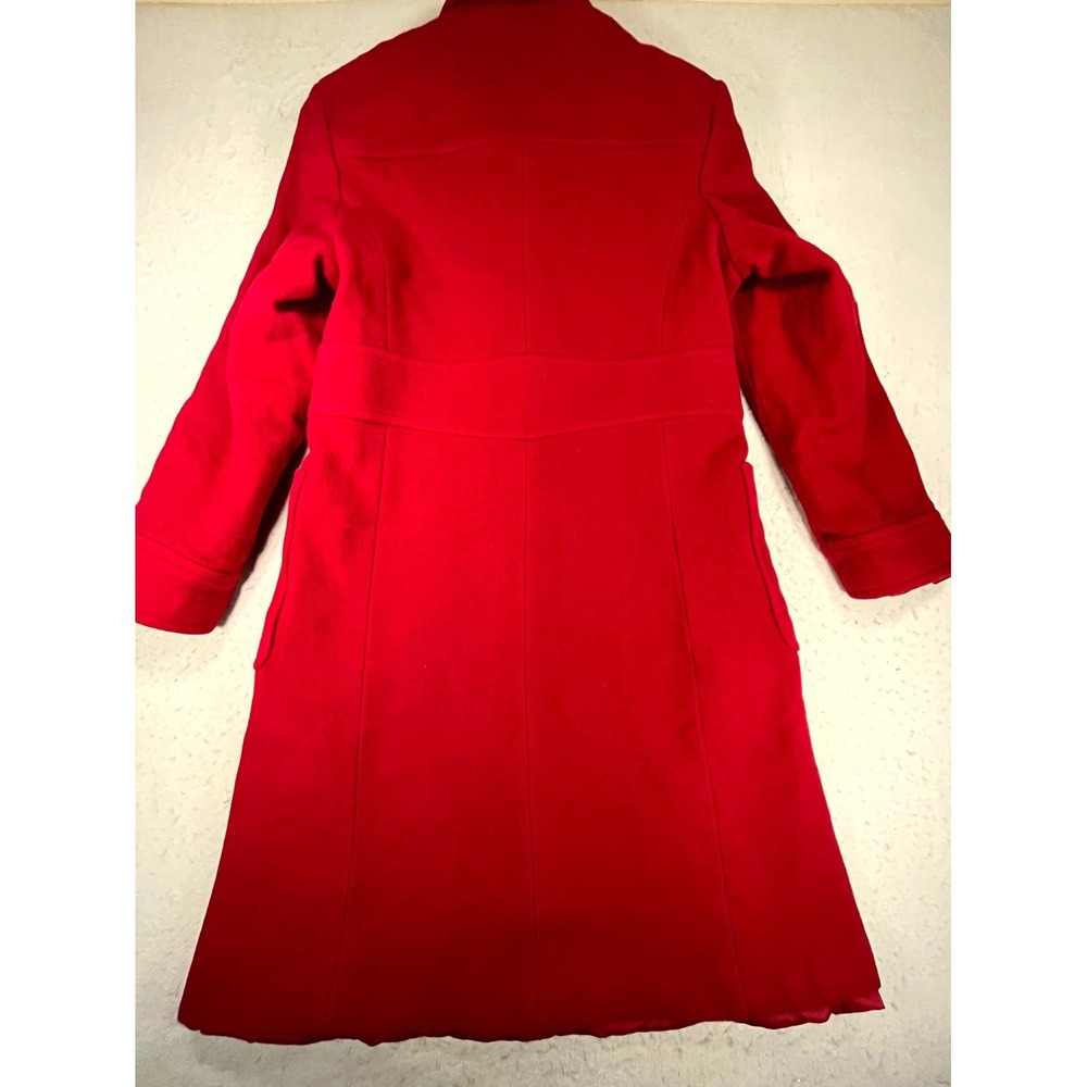 Studio Y Long Overcoat Womens Large Red Wool Blend Button Front Winter Jacket - Picture 2 of 10
